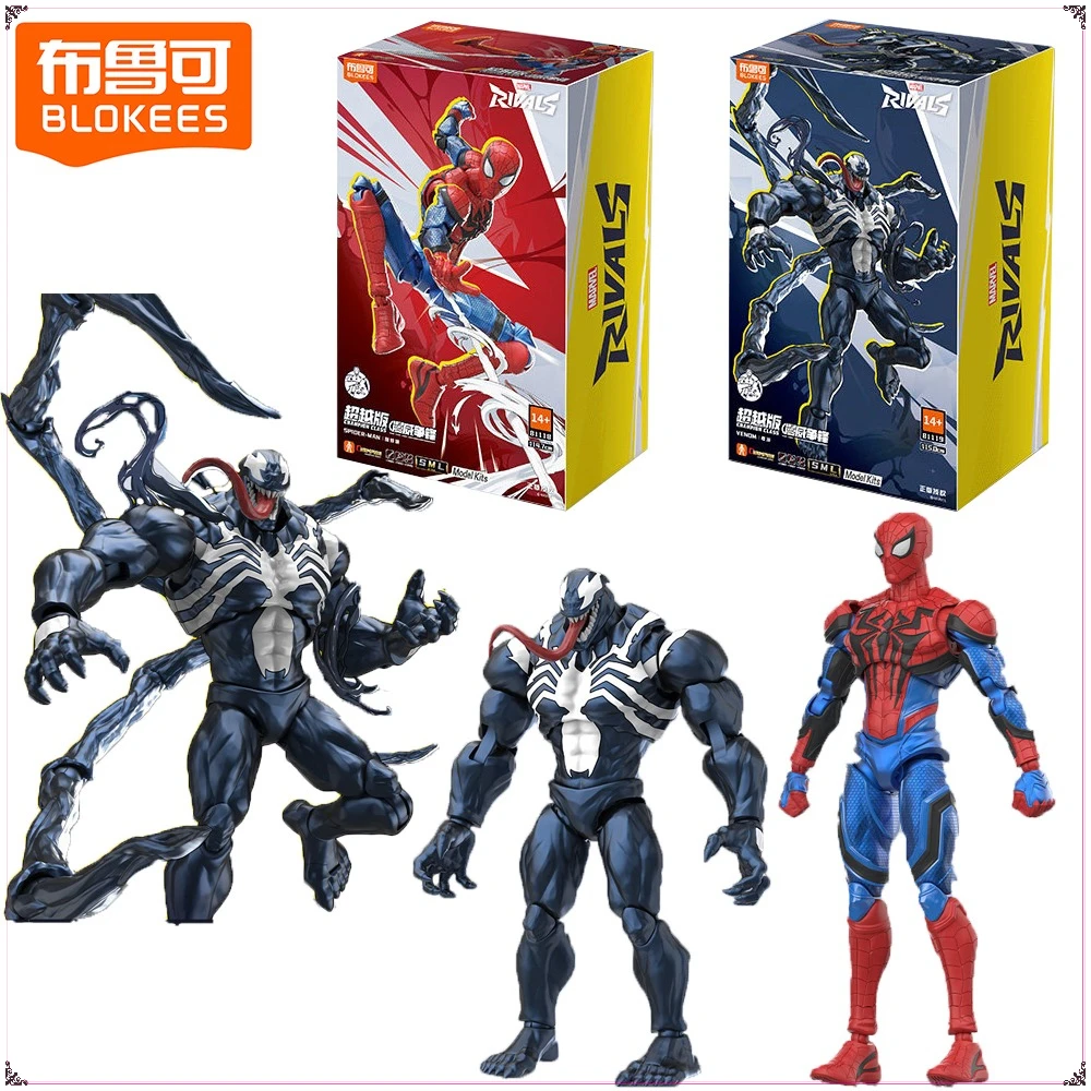 

New Genuine Blokees Marvel Champion Class Action Figures Venom Spider-man Assembly Model Collectible Toys Desktop Display Gifts