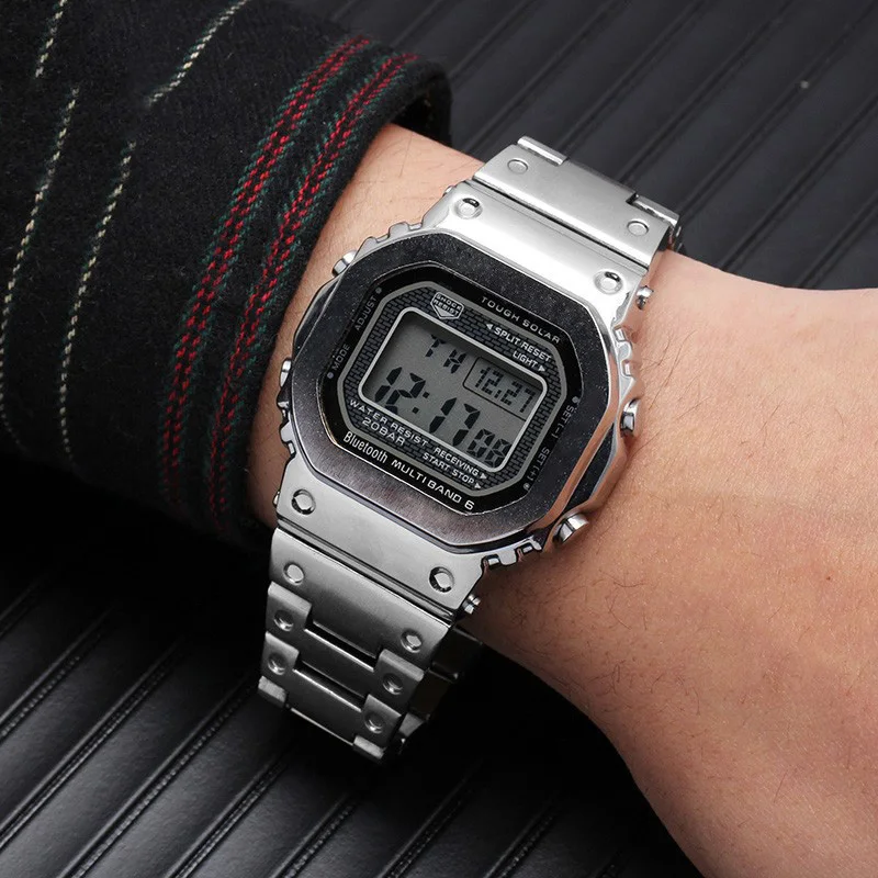 Modified Suit For Casio G-SHOCK DW5600 GW-B5600 GWM5610 Series Stainless steel metal Bezel watch case + strap Repair Tool