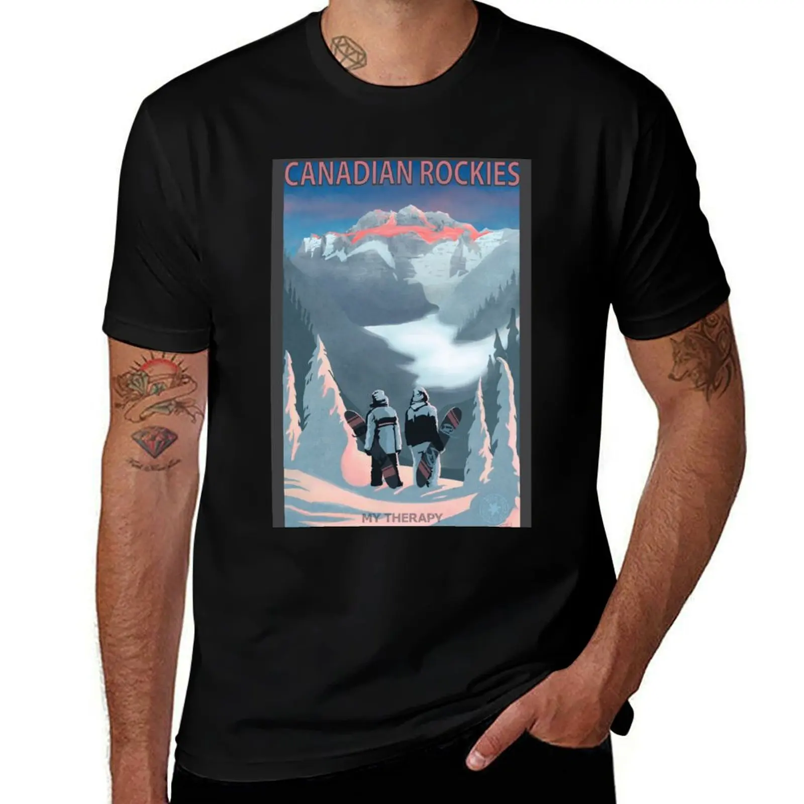 Retro Snow Board Therapy T-Shirt Festive Simple T-Shirt