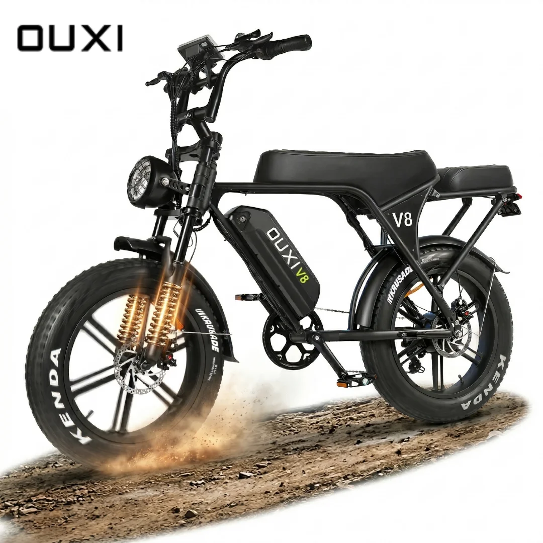 

Электровелосипед OUXI V8 для взрослых, с толстыми шинами 20x4 дюйма, мотором 1000 Вт, аккумулятором 48В 15Ач, для бездорожья и поездок на работу