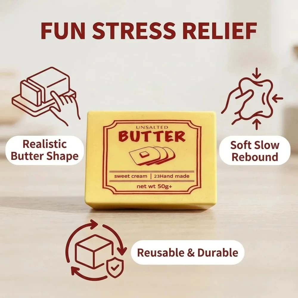 

Slow Rising Butter Block Squishy Toy, Flexible Squeeze Sensory Fidget Toy, Anti-Anxiety Decompression Gift for Kids Adults