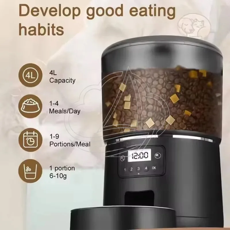 WiFi Smart Pet Feeder, APP Control Timing Ration Dispenser, Stainless Steel Bowl for Cats Dogs