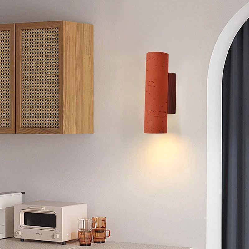 

LED Stone Home Lighting Industrial Style Theme Hotel Cylindrical Wall Lamp living room Bedroom Retro Style LED Sconce Lighting