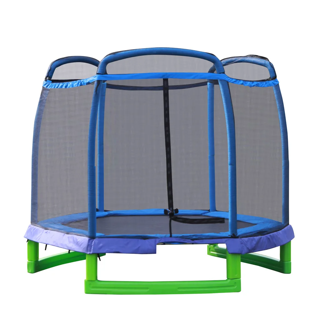 

Hot Selling 7FT Small Indoor Outdoor Trampoline Home Gym Equipment Happy Play Jump Soft Edge Kids Trampoline With Safe Net