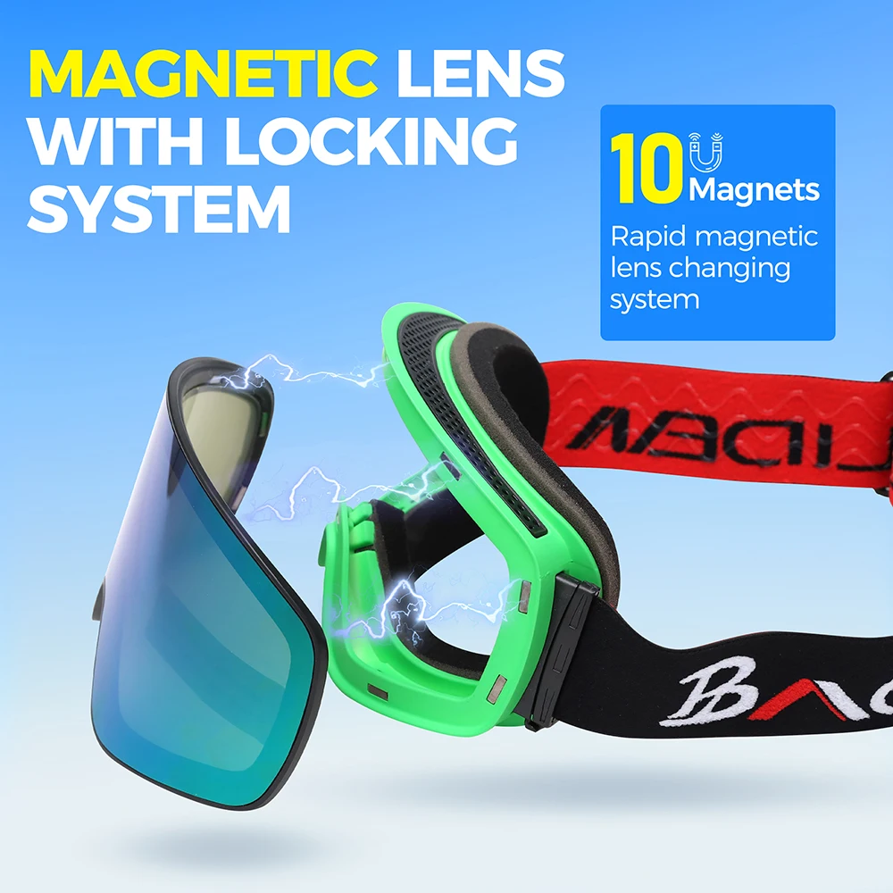 Occhiali da Sci con Protezione UV, Super Elastici e Regolabili, per Sport all'Aperto, Prevenzione della Semboscia e della Ciechezza da Neve