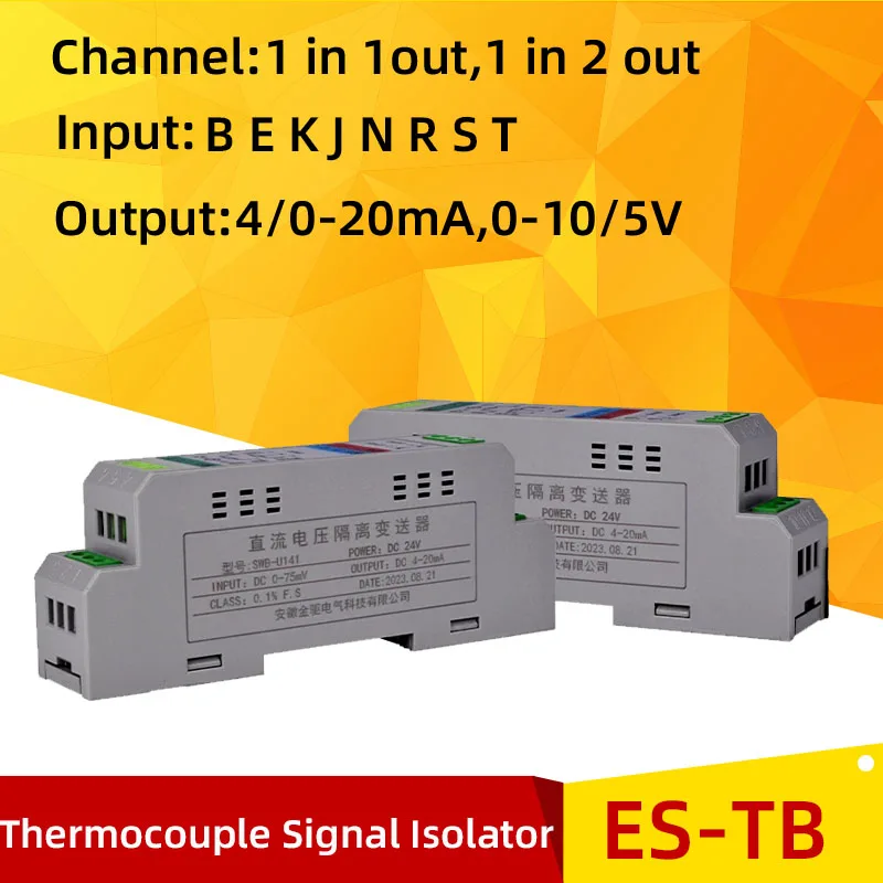 Thermocouple K S B J N T E Types to 4-20mA 0-5V Converter Temperature Signal Isolator RTD TC  Converter Din Rail Installation