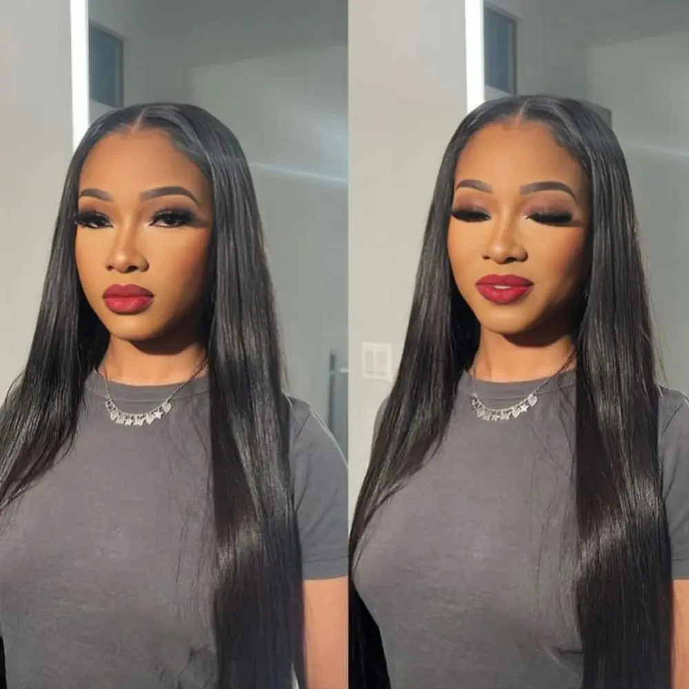 

30-дюймовые натуральные черные прямые парики из натуральных волос HD, человеческие волосы 13x4 13x6 HD, прозрачные парики из кружевных волос, предварительно выщипанные для женщин, плотность 200