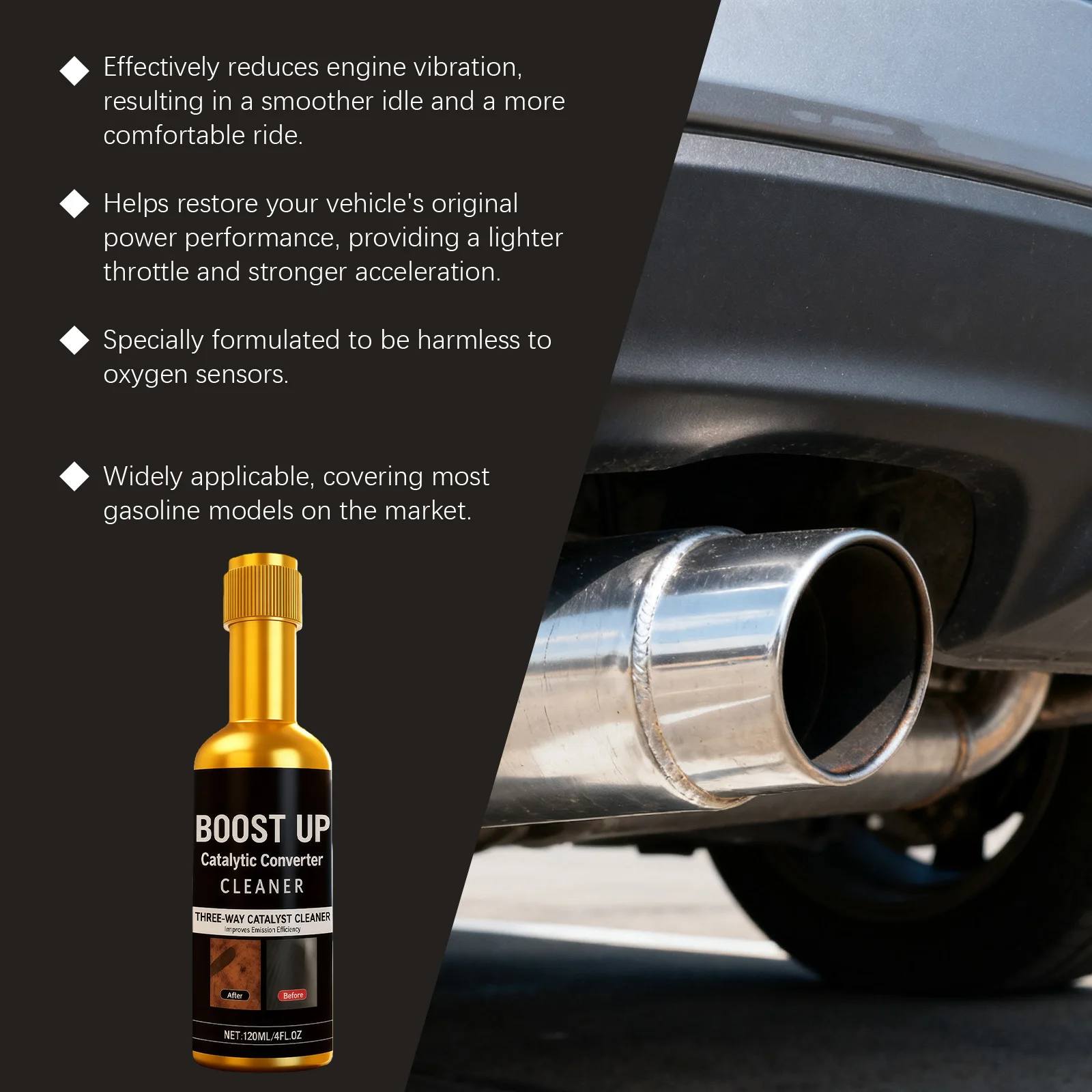 Catalytic Converter Cleaner Engine Carbon Deposit Remover Fuel System Cleaner for Improved MPG and Power Reduces Emissions