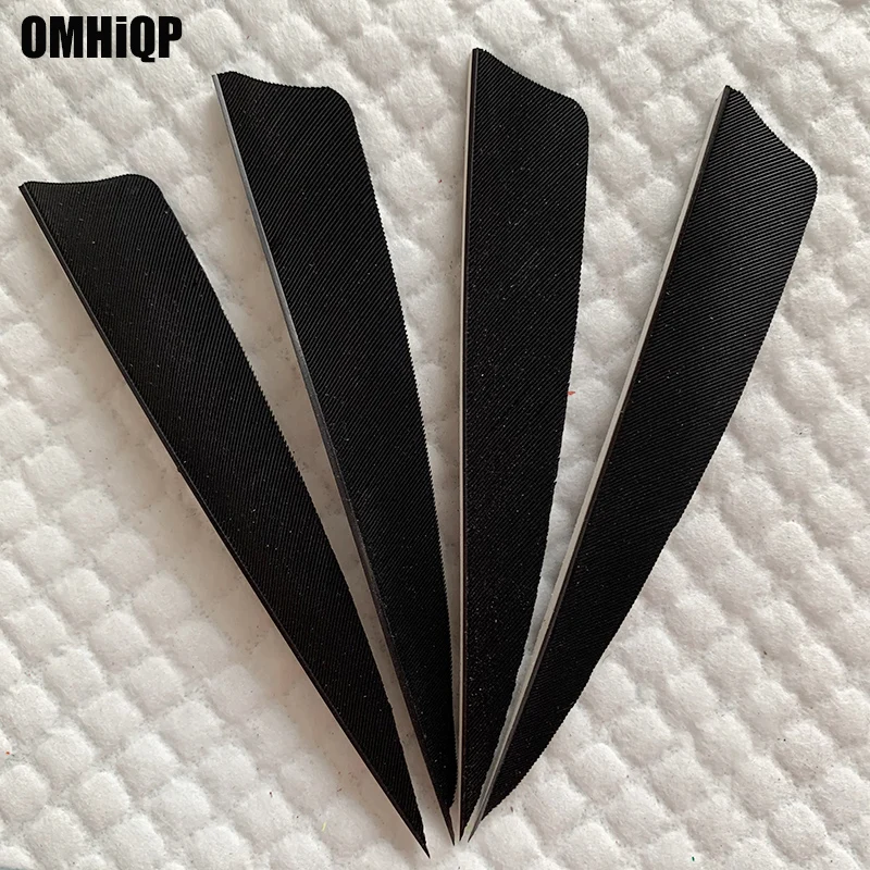 100Pcs 4" Right/Left Wing Shield Cut Black Arrow Feathers Striped Real Turkey Cut Feather Archery Accessories Fletching Feathers