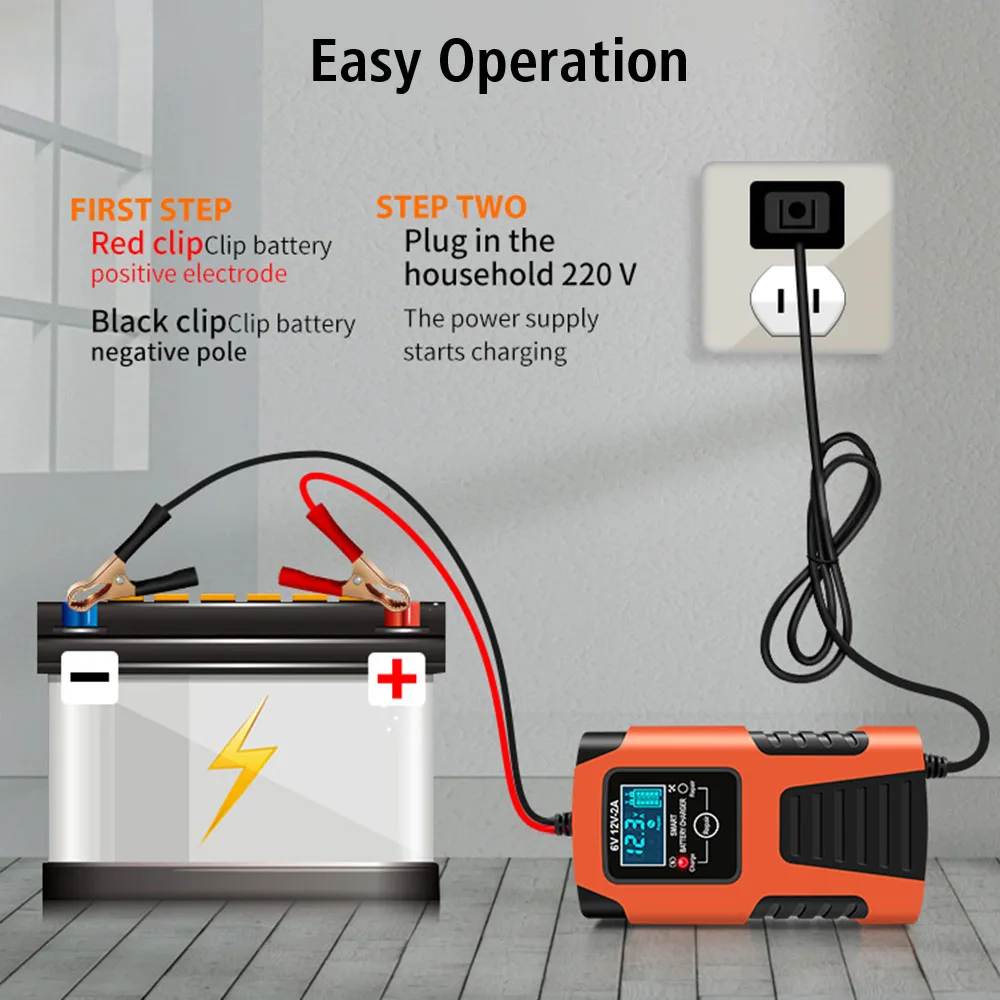 Universal Inteligent Repair 30W 100V/240V Input 6V 12V 2A EU Plug For Lead Acid AMG Battery Car Motorcycle Battery Chargers