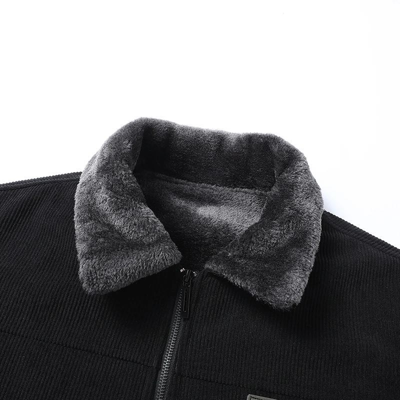 سترة سروال قصير عتيقة للرجال - مبطنة بالصوف، ياقة من الفرو ورقعة من العلامة التجارية، أنيقة للارتداء اليومي، مظهر مستوحى من العسكرية في الهواء الطلق