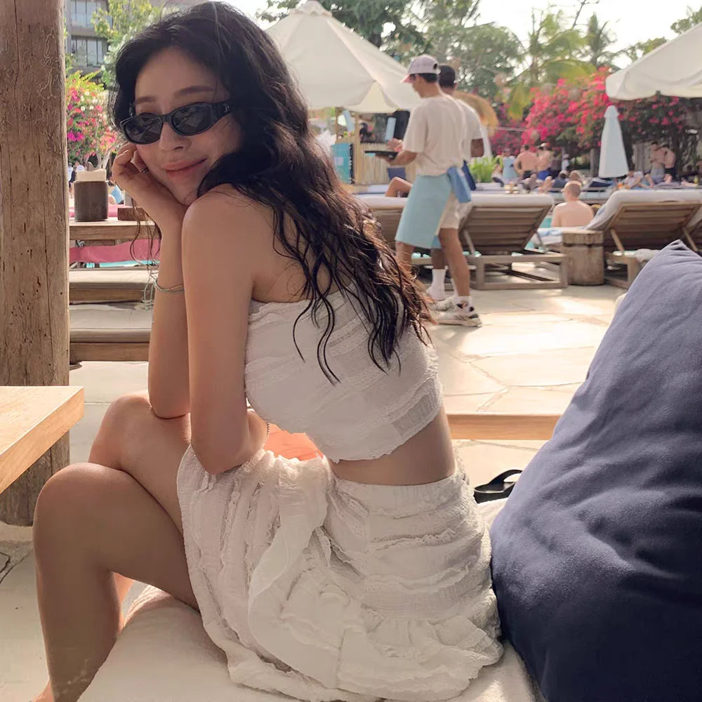 

2025 New Sweet Splice High Waist Bikini Women's Swimsuit for Hot Spring Soaking Polyester Lycra Material round Neline