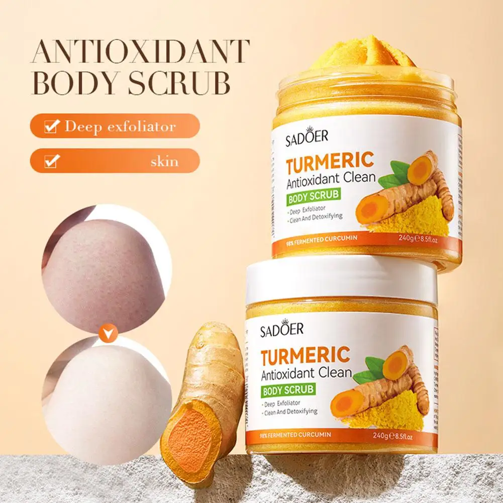 

Turmeric Brightening Scrub Deep Cleansing Exfoliating Body Scrub Salt Moisturizing Hydrating Smoothing Skin Care Product