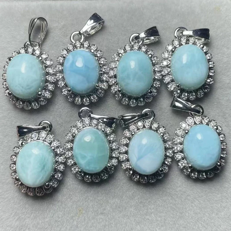 

5pcs 100% natural larimar white copper pendant stone size approx8*10mm