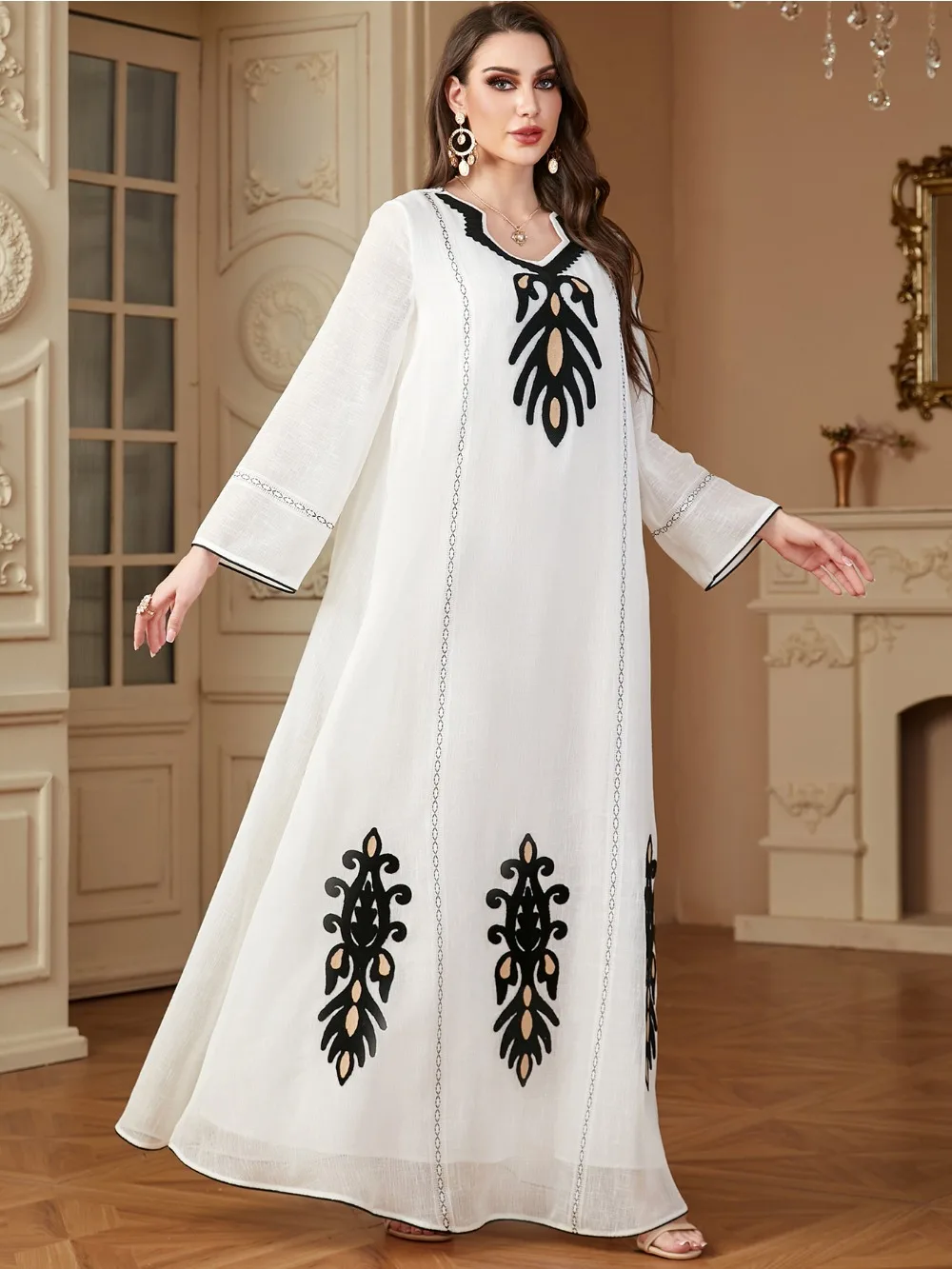 Ramadan Morocco Embroidery Dress for Women Muslim Party Dresses Abayas Jalabiya Dubai Eid Islam Vestidos Saudi Arab Long Robe