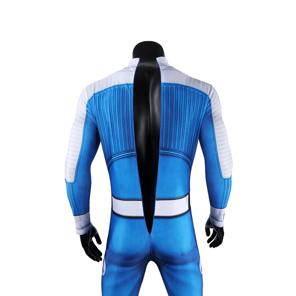 Fantastique quatre Costume de Cosplay Costume de carnaval d'halloween super-héros combinaison serrée bleue Zentai