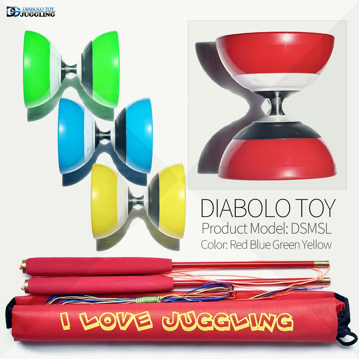 Tri Bearings Professional Diabolo Set Packing Hand-Sticks/Mesh Bag/Spare Strings (MSL)
