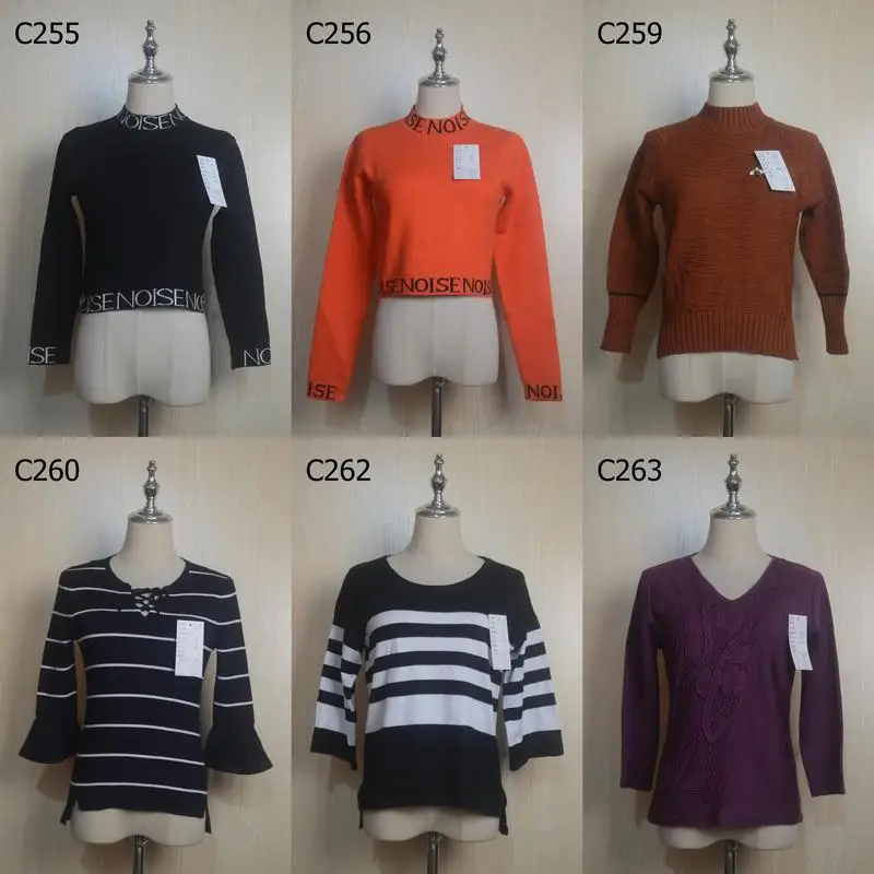 

Autumn Winter Women's Knitted Wool Sweater ort Sve Overhead Faion Sweet Sle C06 Single Piece Thin Regular Length