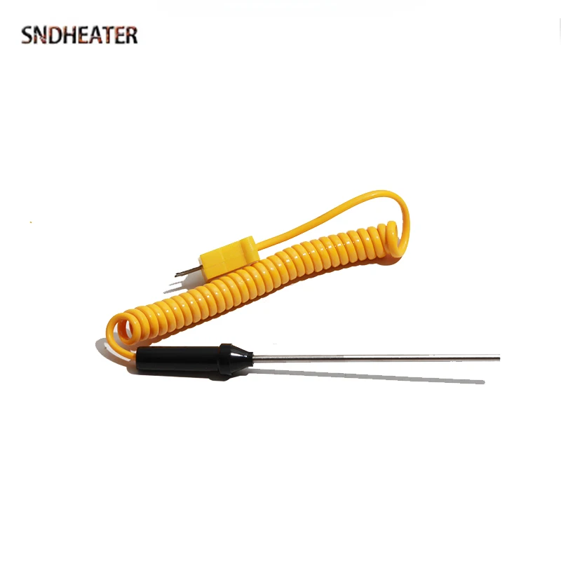 SNDHEATER Type K High Temperature Measuring Thermocouple 100/150/200/300/500MM Stretchable Straight Probe Sensor with Plug 1200C