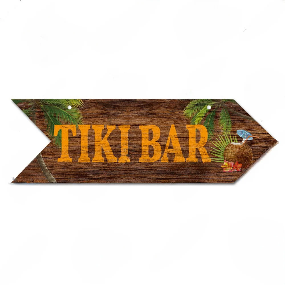 Vintage Tiki Bar Arrow Wood Sign Wooden Plaque Hanging Plaque for