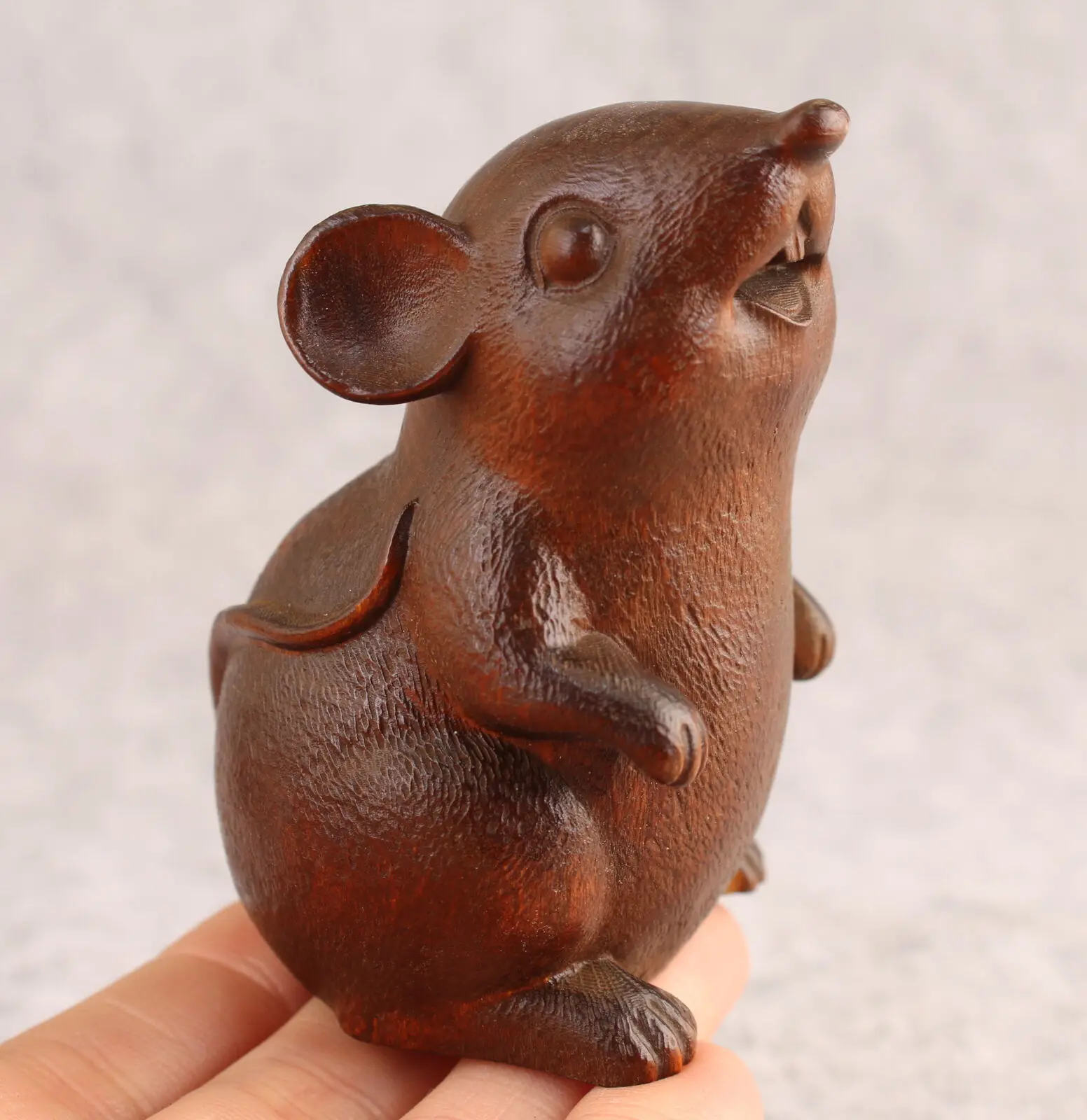 

Asian rare Hand Carved Boxwood mouse Figurine wooden home decor