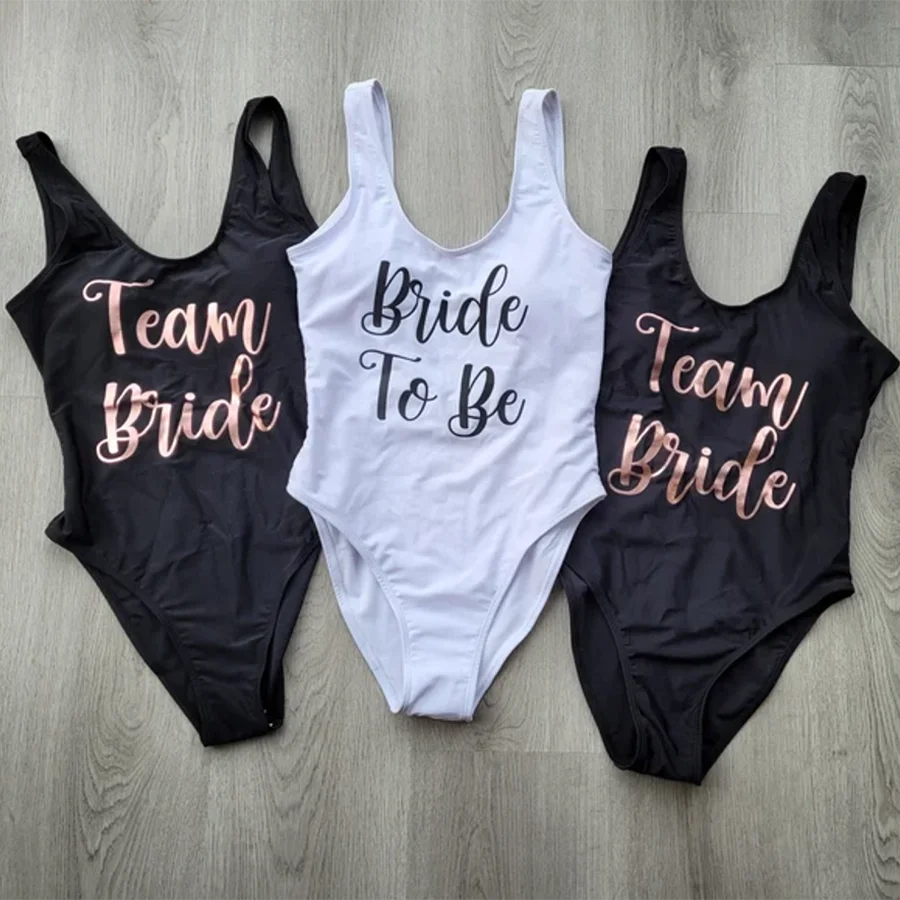 TEAM Bride One Piece Swimsuit Women Swimwear High Cut Low Back Bride to be Bodysuit Bachelor Party Bikini Bathing Suit Swimsuit