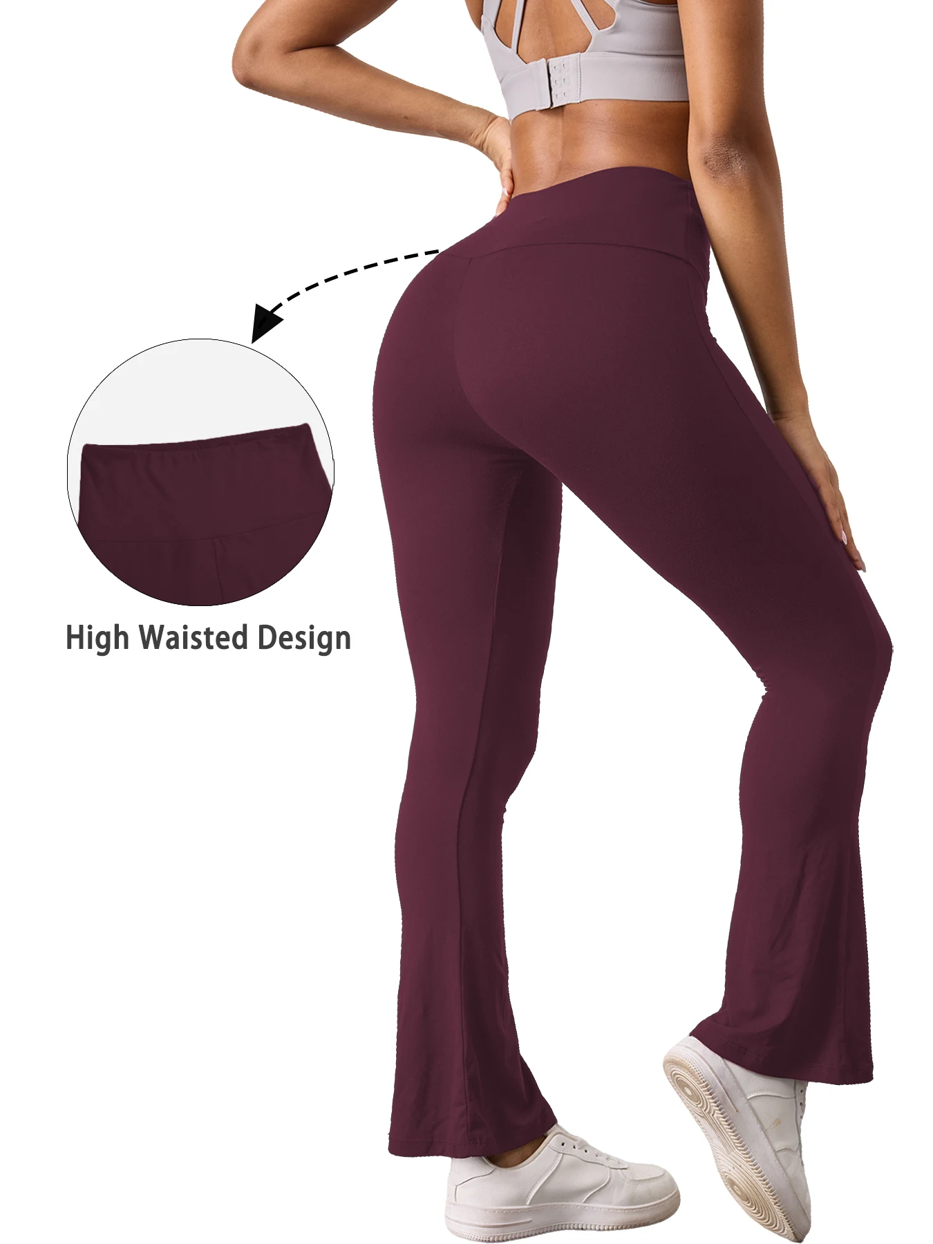 Women's Super Soft Flare Pants High Waisted Tummy Control Workout Yoga Push Up Gym Fitness Long Leggings Bell Bottoms