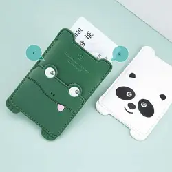 Portatarjetas de crédito con pegatina, billetera de cuero PU para identificación, autobús, teléfono, bolsillo trasero