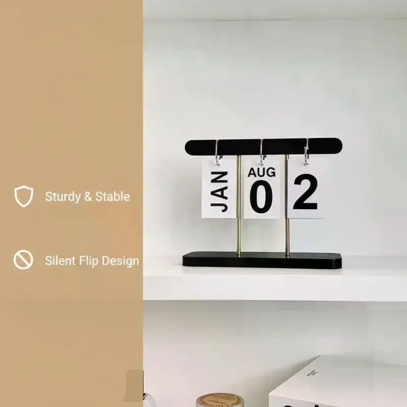 Reusable Flip Calendar: 1pcs Perpetual Desk Minimalist Decorative Stand English Numeral Ornament