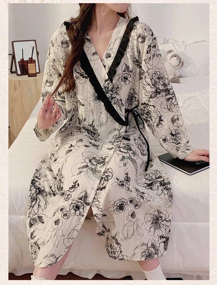 Across V Gauze Cotton Maternity Nursing Night Dress Summer Loose Robe Sleepwear for Pregnant Women Pregnancy Home Hospital Gown