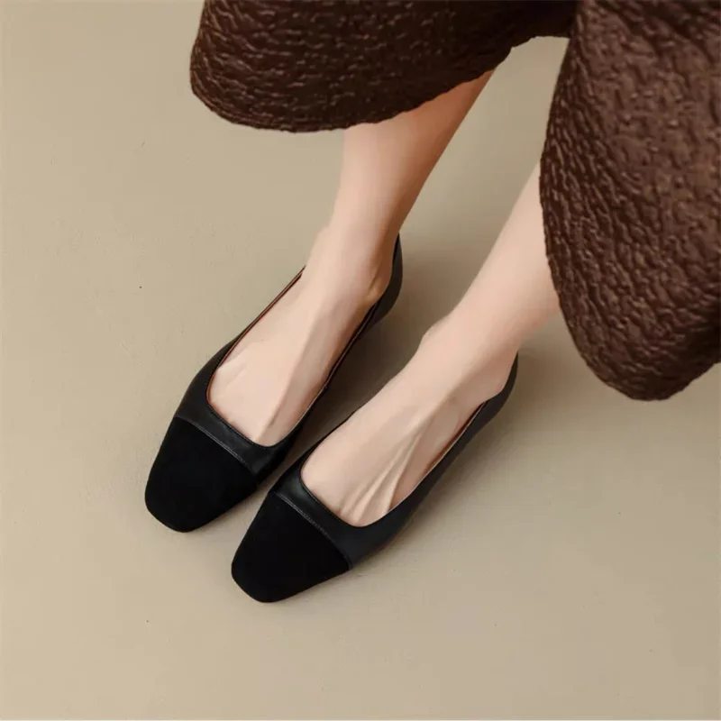 2024 Spring and autumn new women\'s fashion comfortable thick heel shoes casual low heel square head women\'s shoes