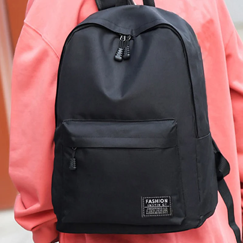 Men's backpack made of nylon, suitable for school, business trips and single or double shoulder carrying - solid color design
