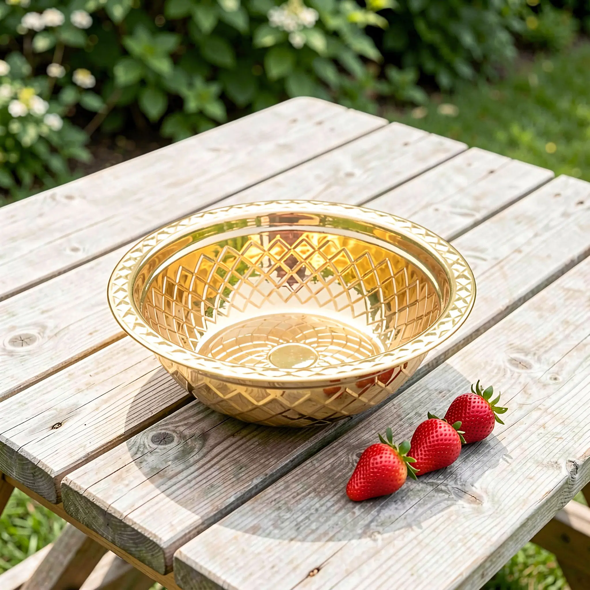 1Set Deepened Thickened Embossed Metal Fruit Salad Serving Bowl 11 Platter with Lid Multi-Purpose Decorative Snack