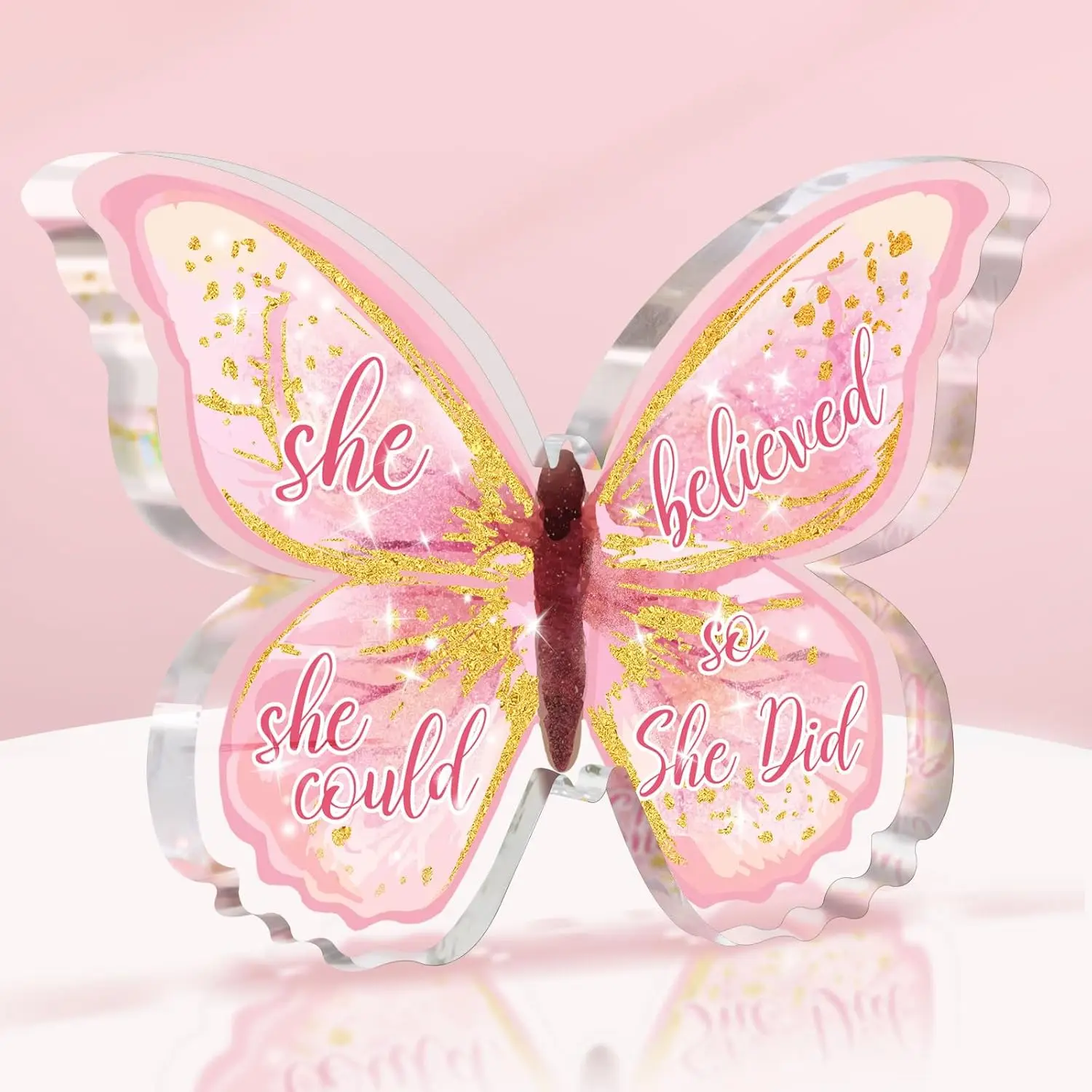 

Inspirational Gifts for Women Friends - Motivational Gifts,New Job Gifts for Women Office Desk Decoration - She Could So She Did