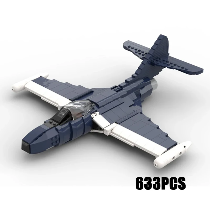 

Строительные блоки Moc, военная модель, флот, Grumman F9F, пантера, истребитель, технологические блоки, подарки, рождественские игрушки, наборы для сборки «сделай сам»