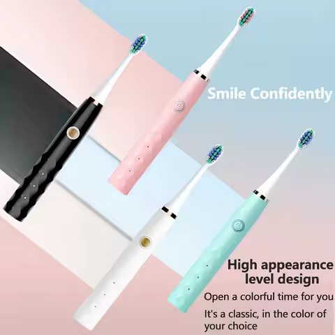 Acsoutic Wave Electric Toothbrushes IPX7 Waterproof Sonic Electric Toothbrush with 4 Replacement Brush Heads USB Charging