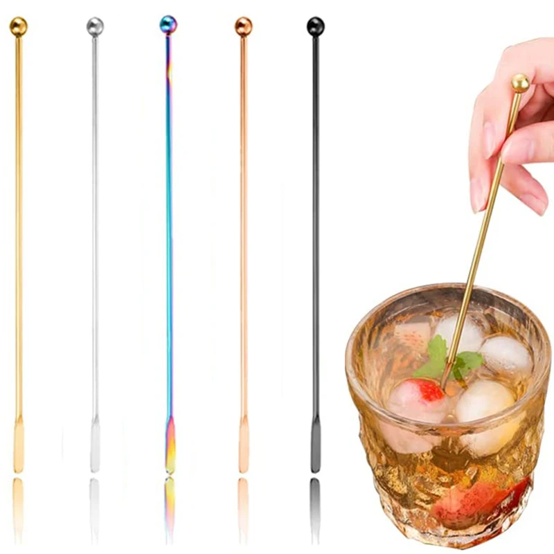 Stainless Steel Cocktail Stirrers Swizzle Sticks, 7.5in Multifunctional Stir Sticks for Bar Juice Cocktail Creative Mixing Bar