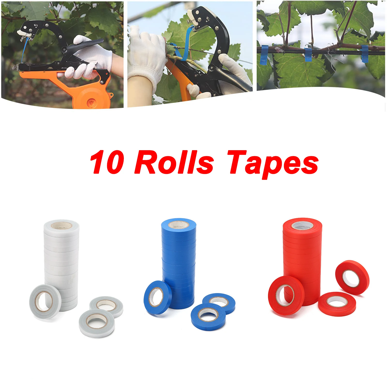 

Plant Branch Tie Tape 10 Rolls Hand Binding Machine Flower Vegetable Garden Tapetool Tapener Tools for Plant Tying Machine