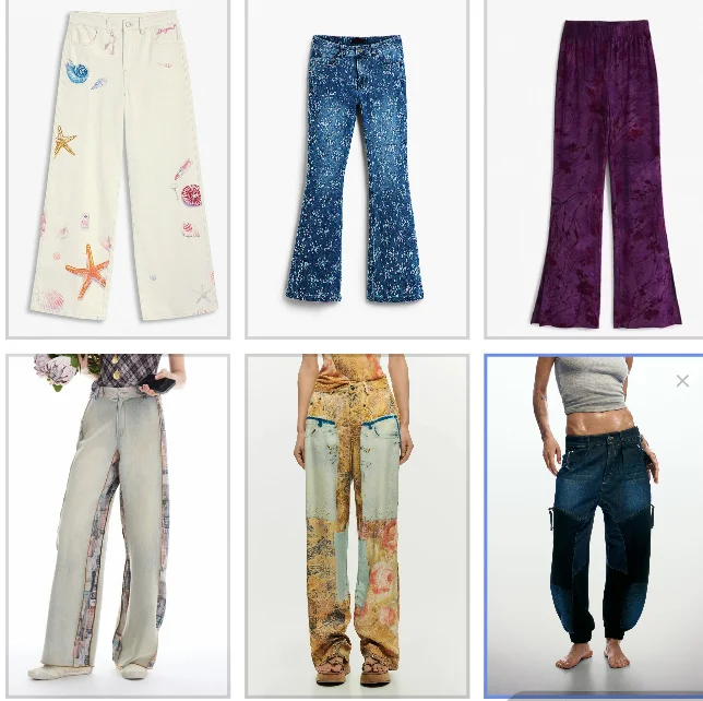 

Original export order - New Spanish-style printed distressed stretch denim pants