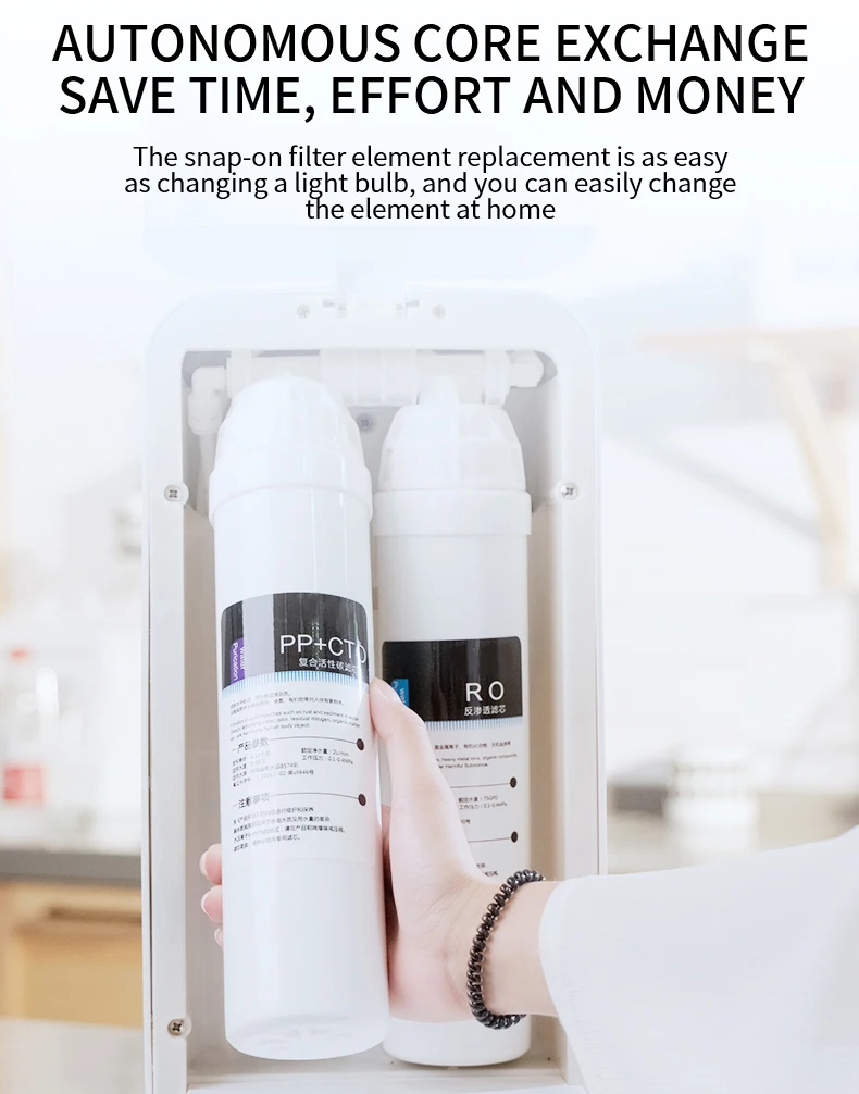 Countertop RO Water Purifier Hot Water 3 Stage Filtration Smart Touch Screen App-Controlled Plug Play Tap Water Household