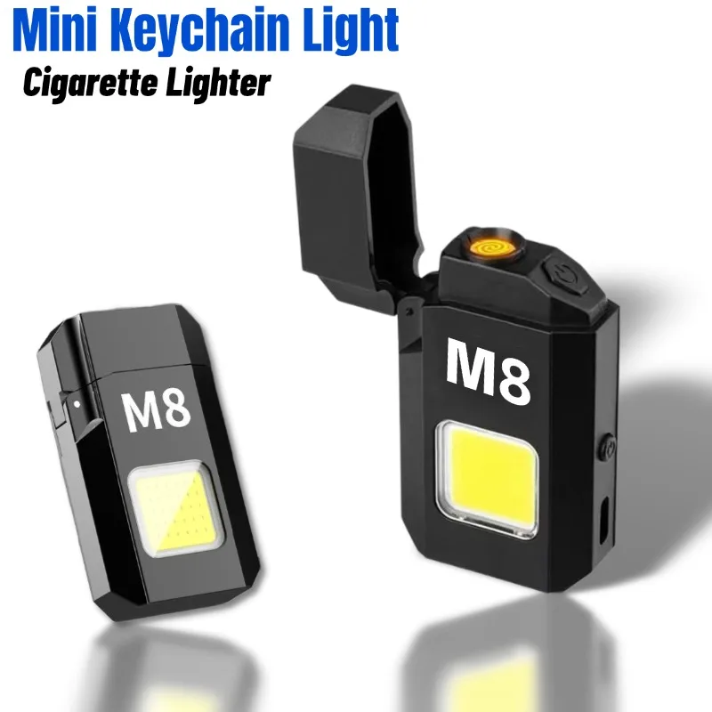 Mini Schlüssel bund Taschenlampe Cob tragbare Arbeits leuchte mit Zigaretten anzünder USB wiederauf ladbare Outdoor-Camping Angeln Taschen lampen