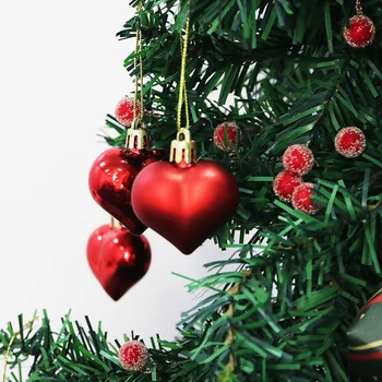 (12pcs/pack)5cm Christmas Pendant Electroplated Heart Xmas Tree Ball Pendant Plastic…