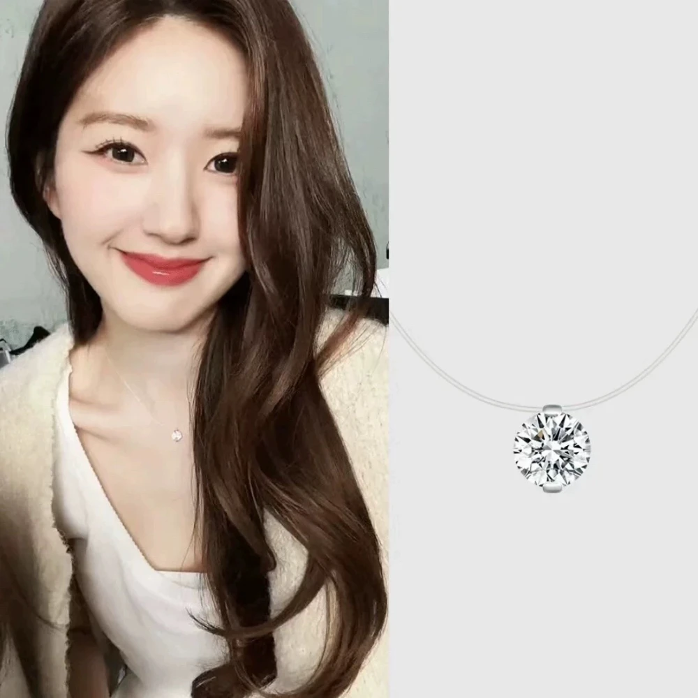 

Mermaid Tears Necklace Girls 2025 New Moissanite Invisible Fishing Line GIA Gift Chain Engagement Wedding Jewelry