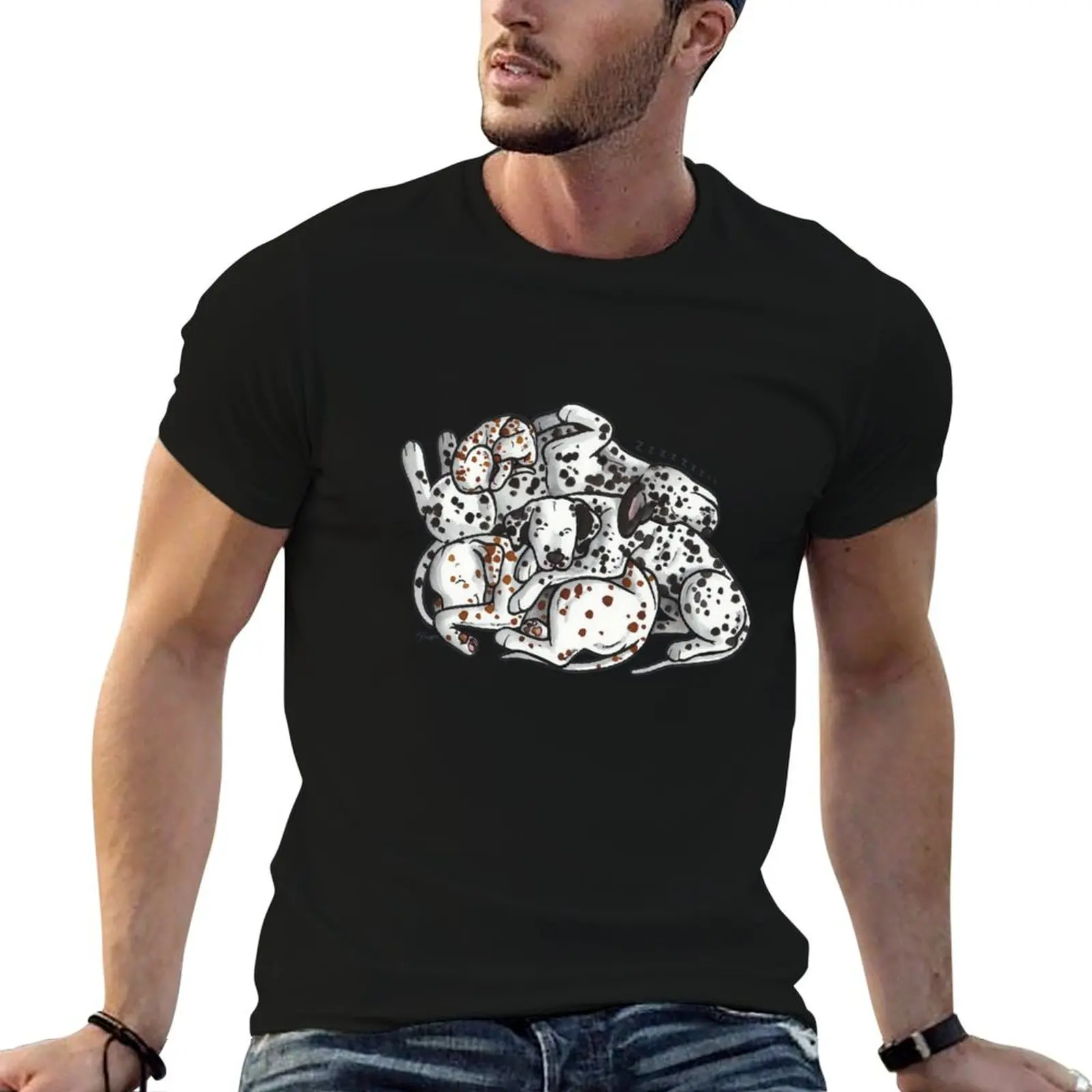Dalmatian - sleeping pile T-Shirt Basic Short Sleeve T-Shirt for Men