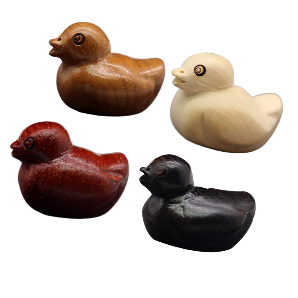 4Pcs Mini Duck Shape Solid Wood Pendant Charm Smooth Surface DIY Jewelry Craft Beads for Necklace Bracelet Dangle Keyring