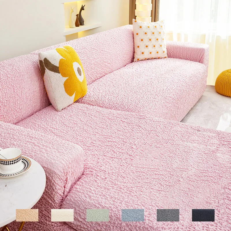 Factory Custom Four Seasons Anti-cat Scratch Plant Japanese Cream Bubble Elastic Full Package Deluxe Thick Sectional Sofa Cover