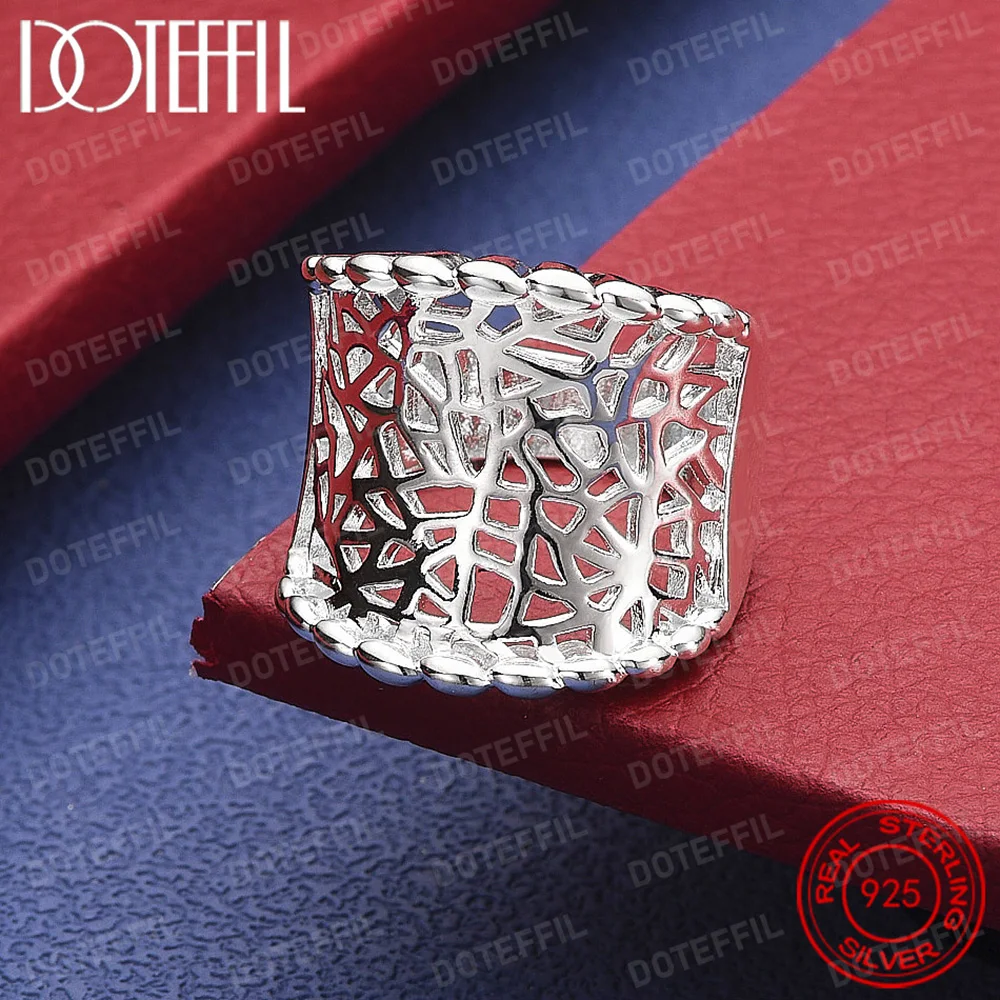 

Большое сетчатое кольцо из стерлингового серебра 925 пробы для женщин и мужчин, модный подарок на свадьбу, помолвку, очаровательные ювелирные изделия