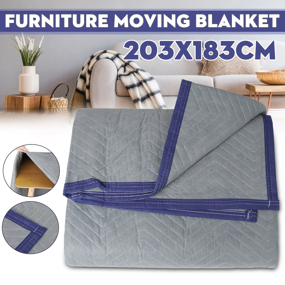 

1pc Furniture Moving Packing Blankets 203x183cm Heavy Duty Protective Multi-functional Shipping Pad