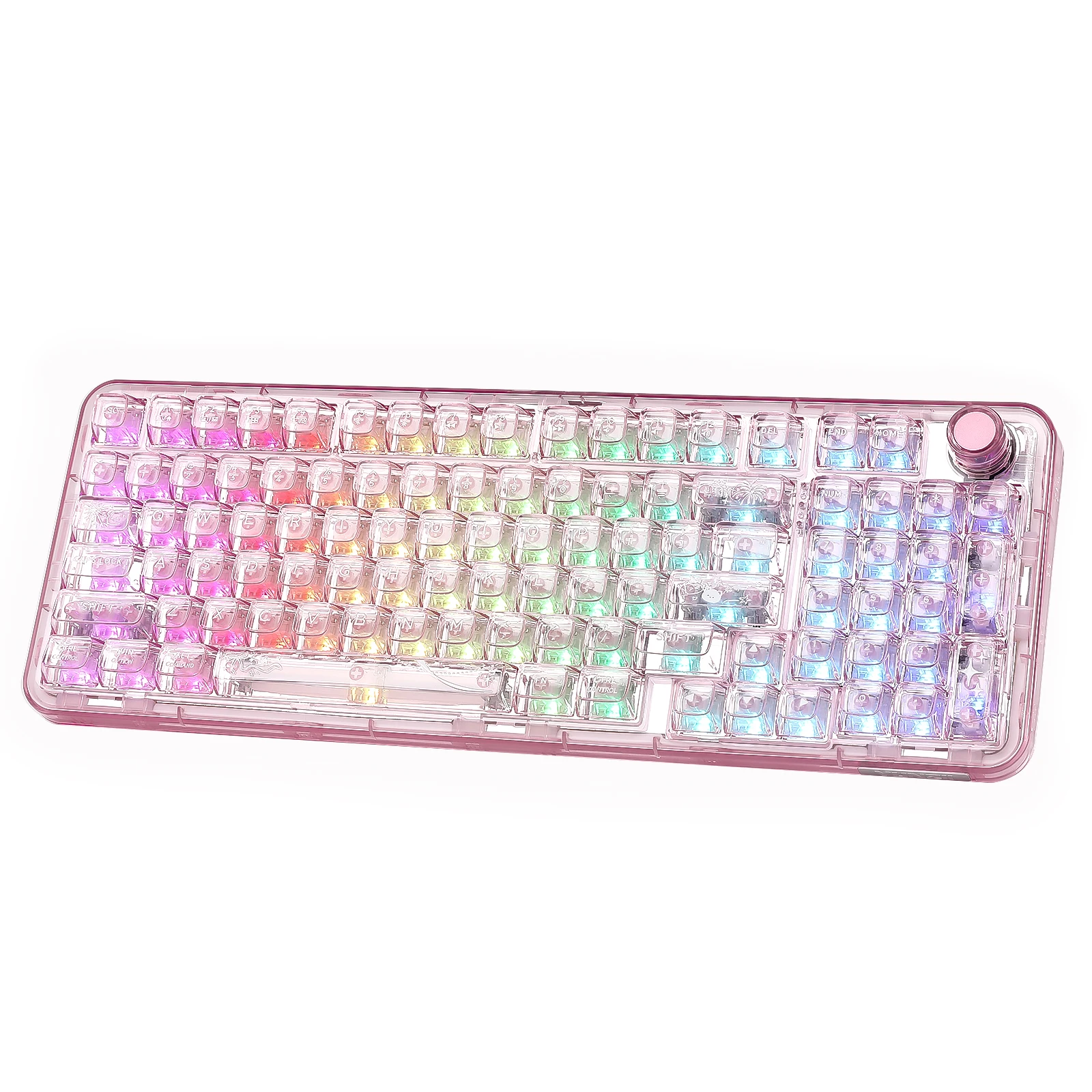YUNZII X98 ピンク QMK/VIA ワイヤレス透明 RGB キーボード、ホット