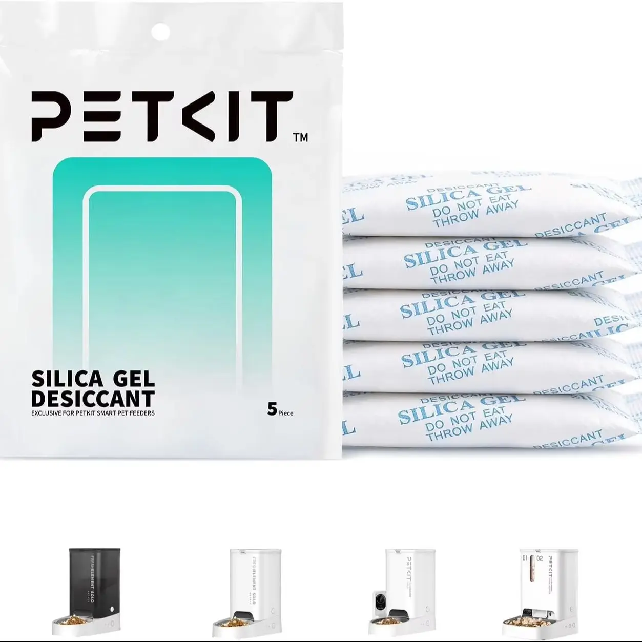 PETKIT Replaced Desiccant Bags for All Automatic Cat Dog Feeders -5 Packs, Pet Feeder Replaced Desiccant, Fresh Keeping